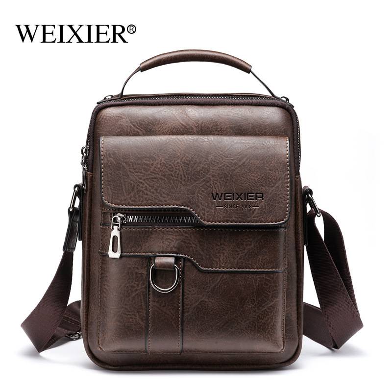 MORRAL HOMBRE DE CUERO PU BANDOLERA IMPERMEABLE WEIXIER - 1