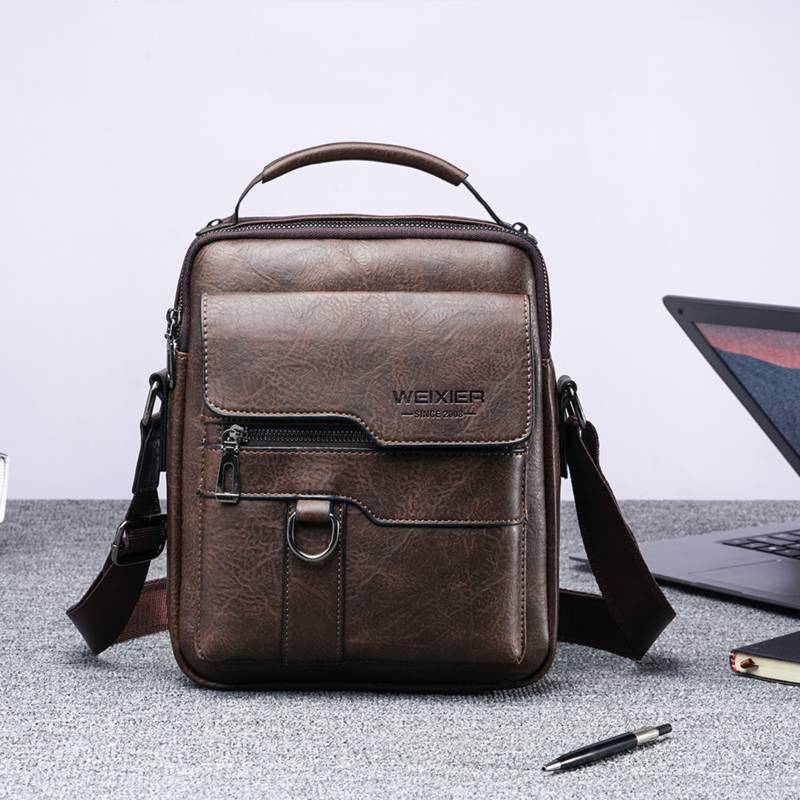 MORRAL HOMBRE DE CUERO PU BANDOLERA IMPERMEABLE WEIXIER - 2