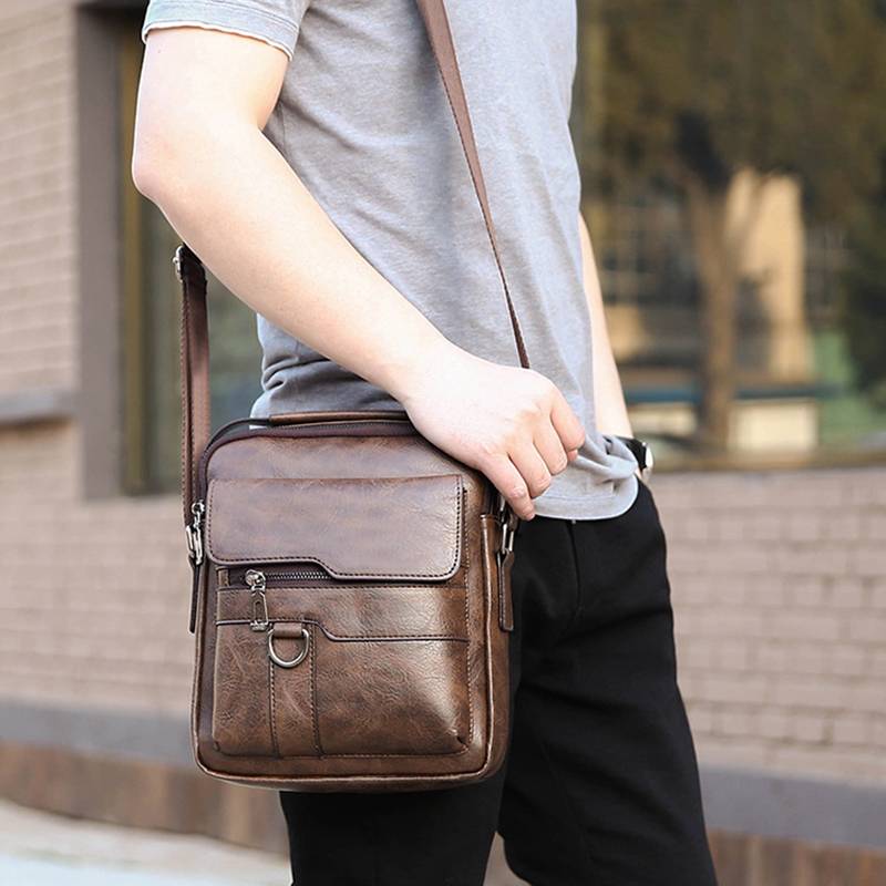 MORRAL HOMBRE DE CUERO PU BANDOLERA IMPERMEABLE WEIXIER - 3