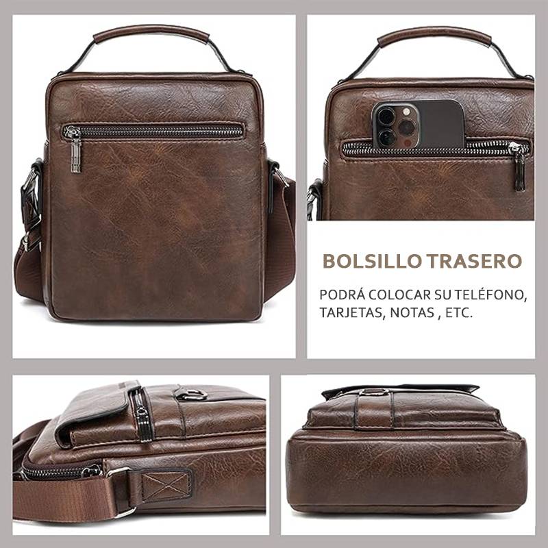MORRAL HOMBRE DE CUERO PU BANDOLERA IMPERMEABLE WEIXIER - 5