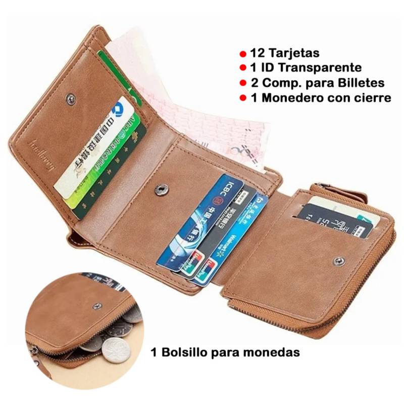 BILLETERA HOMBRE DE CUERO PU BAELLERRY TARJETERO Y MONEDERO - 2