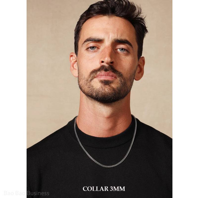 CADENA COLLAR HOMBRE DE ACERO INOXIDABLE DE MODA JOYERÍA PARA HOMBRE 3MM - 2