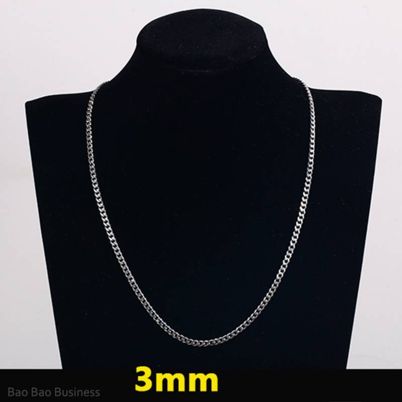 CADENA COLLAR HOMBRE DE ACERO INOXIDABLE DE MODA JOYERÍA PARA HOMBRE 3MM - 5