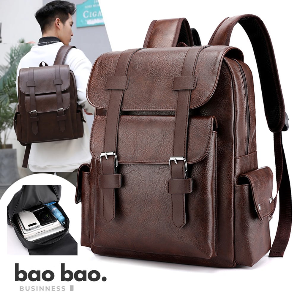 MOCHILA PARA HOMBRE DE CUERO PU MOCHILA PORTALAPTOP - 1