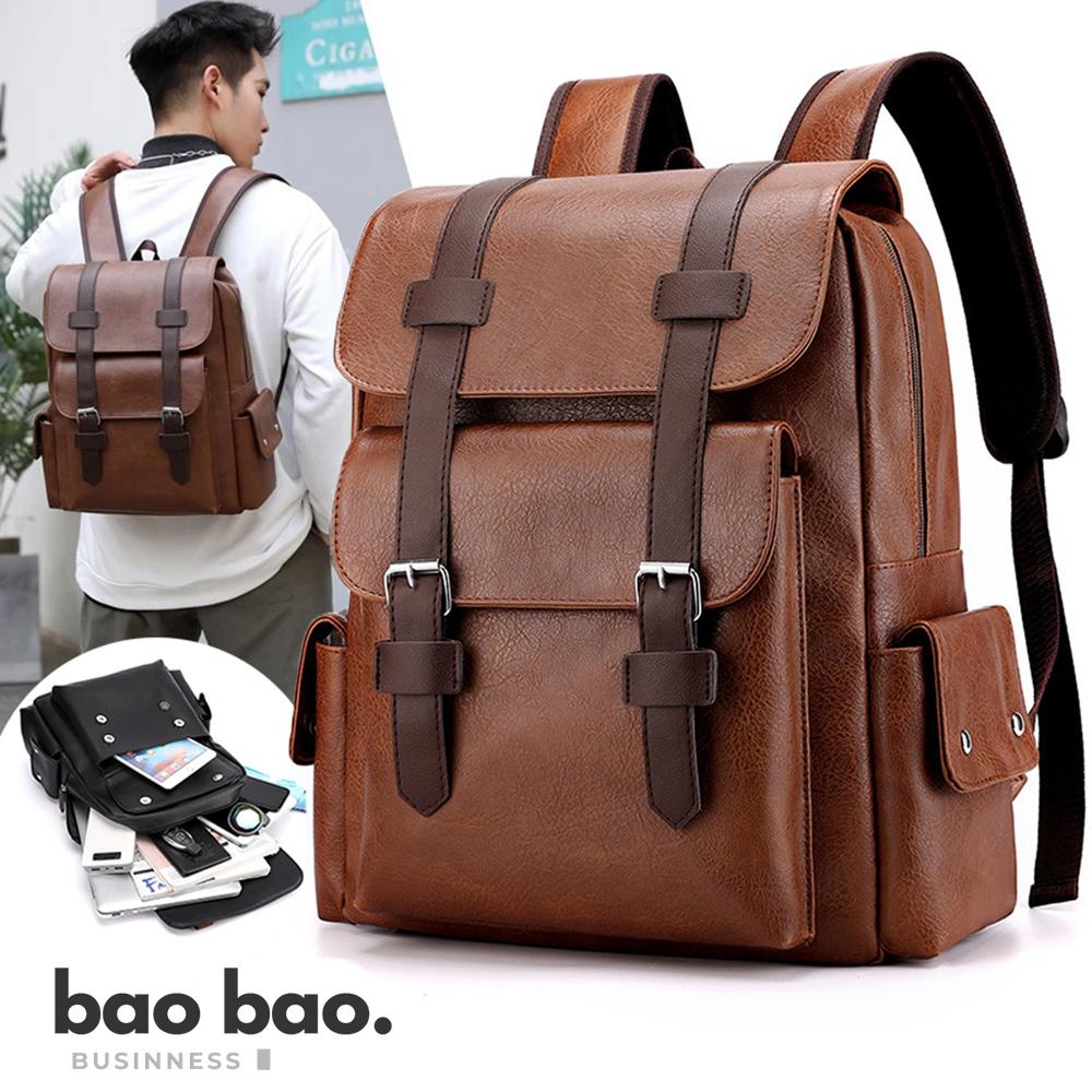 MOCHILA PARA HOMBRE DE CUERO PU MOCHILA PORTALAPTOP - 1