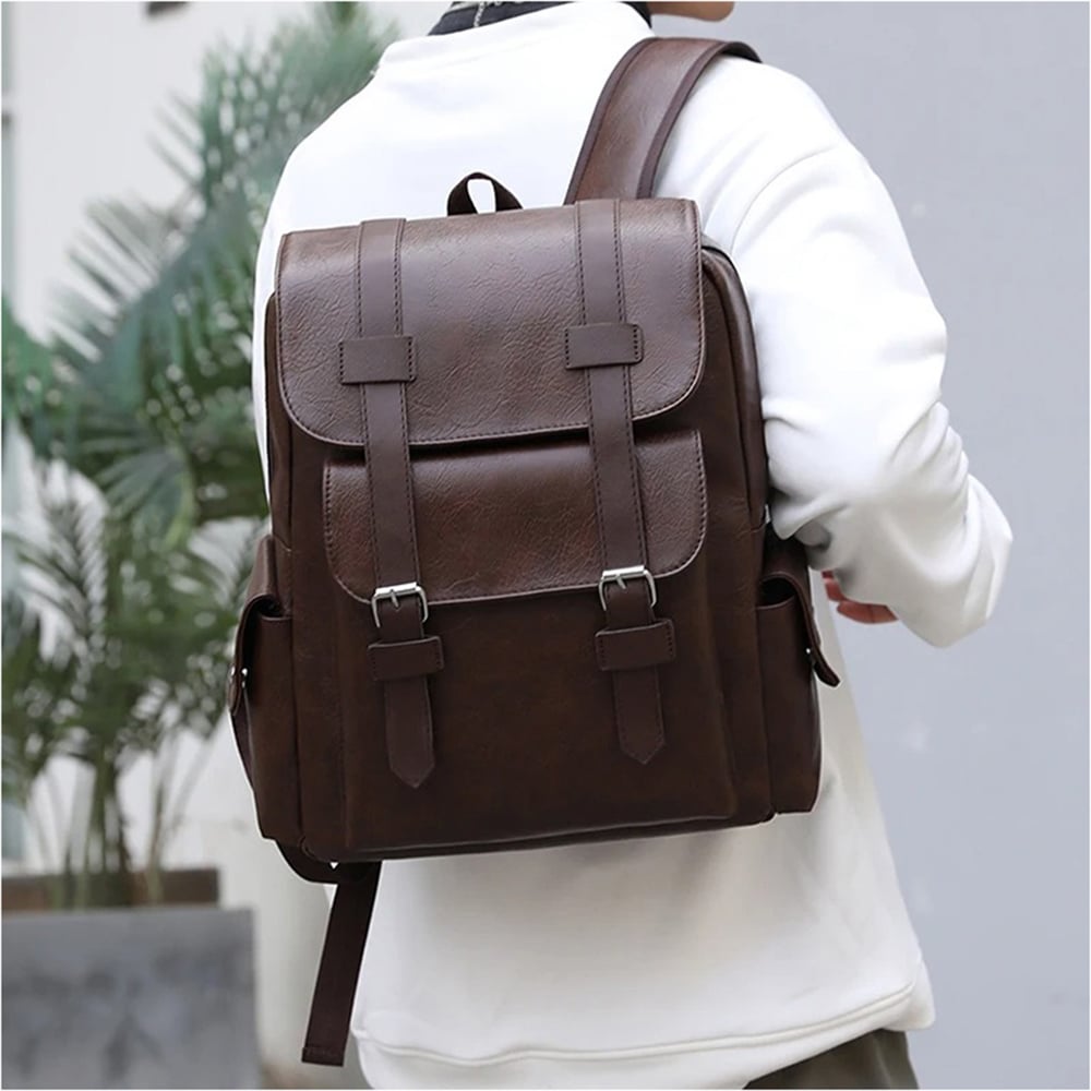 MOCHILA PARA HOMBRE DE CUERO PU MOCHILA PORTALAPTOP - 3