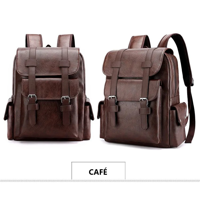 MOCHILA PARA HOMBRE DE CUERO PU MOCHILA PORTALAPTOP - 4