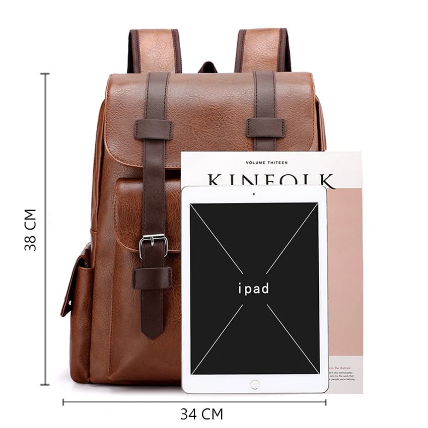 MOCHILA PARA HOMBRE DE CUERO PU MOCHILA PORTALAPTOP - 4