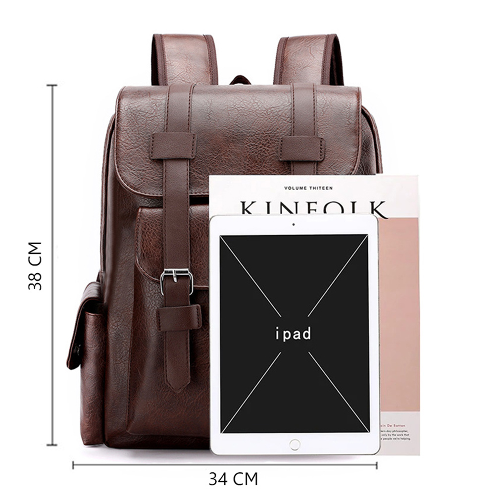 MOCHILA PARA HOMBRE DE CUERO PU MOCHILA PORTALAPTOP - 5