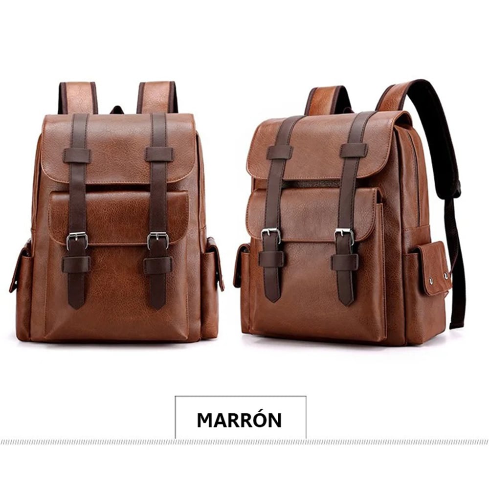 MOCHILA PARA HOMBRE DE CUERO PU MOCHILA PORTALAPTOP - 5