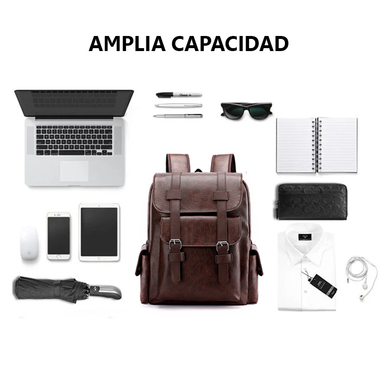 MOCHILA PARA HOMBRE DE CUERO PU MOCHILA PORTALAPTOP - 6