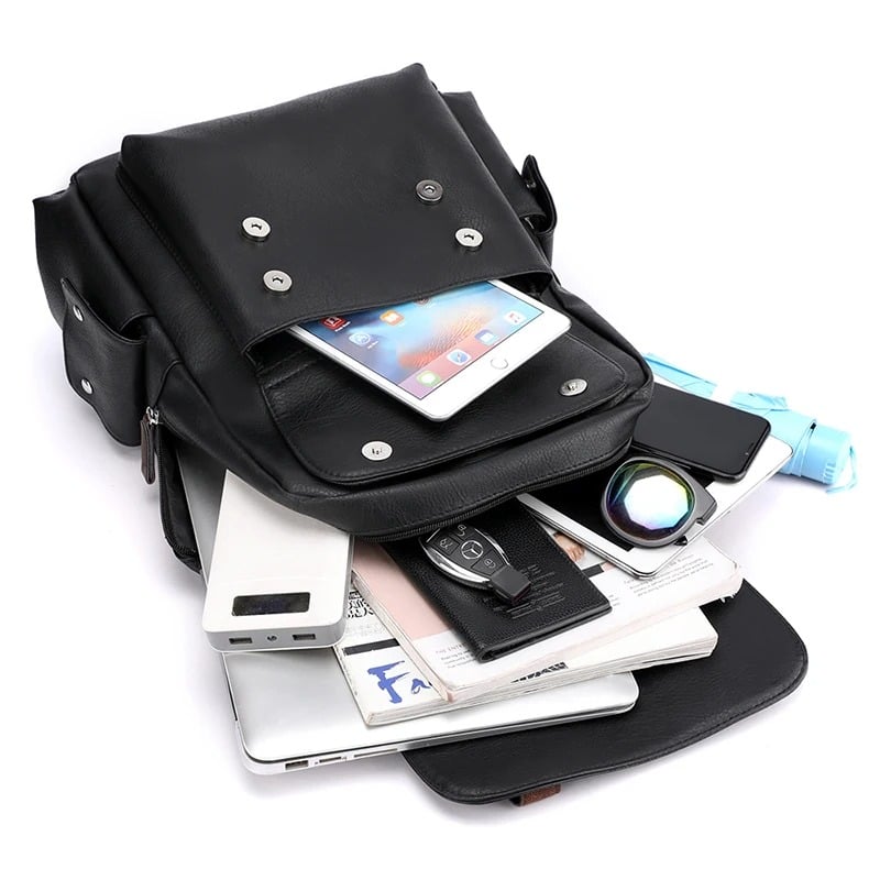 MOCHILA PARA HOMBRE DE CUERO PU MOCHILA PORTALAPTOP - 6
