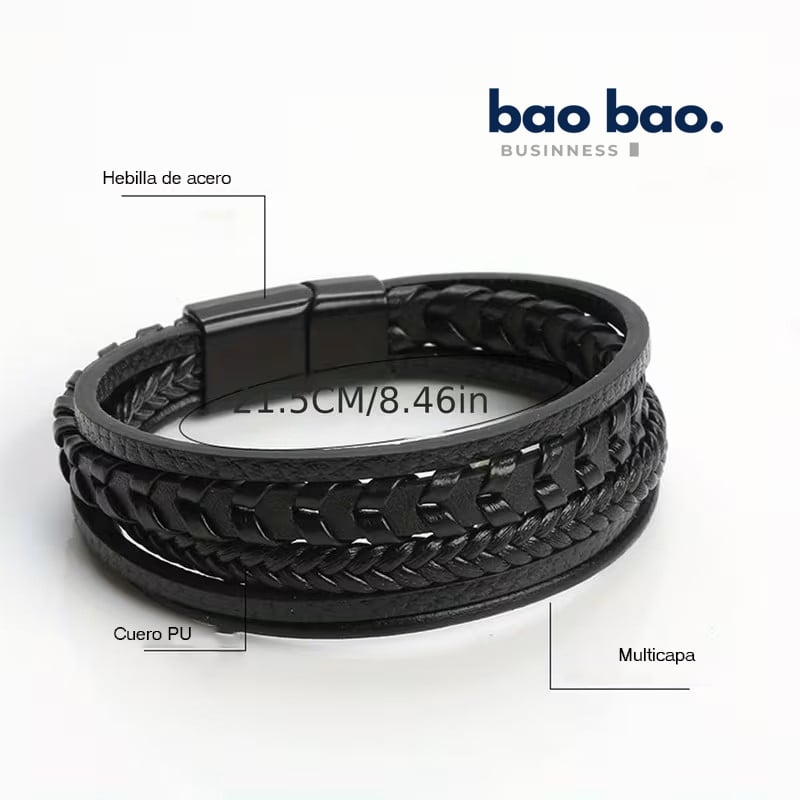 PULSERA HOMBRE CUERO PU MODA HOMBRE - 2