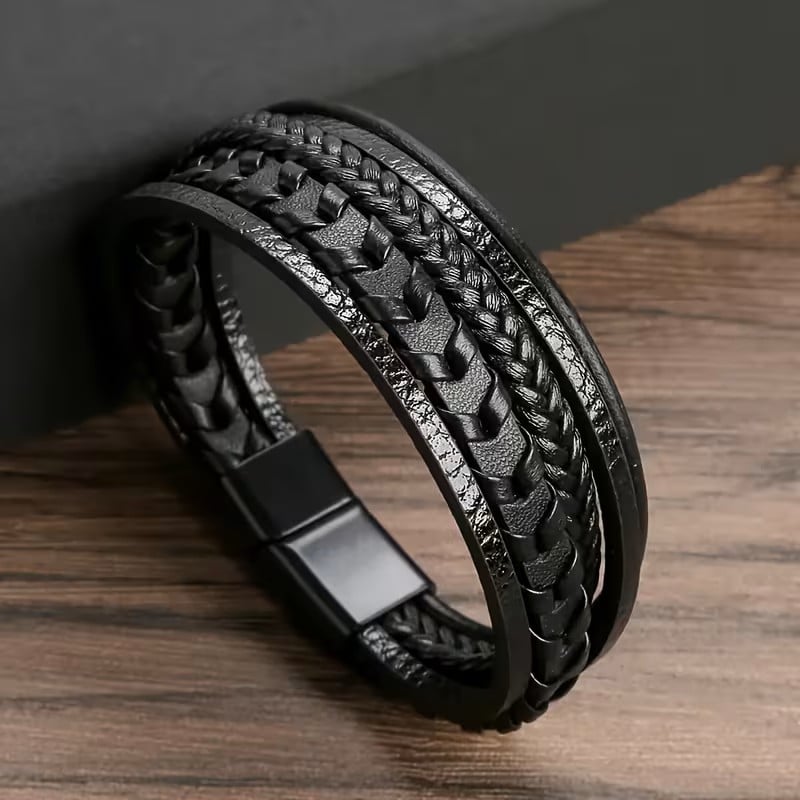 PULSERA HOMBRE CUERO PU MODA HOMBRE - 3