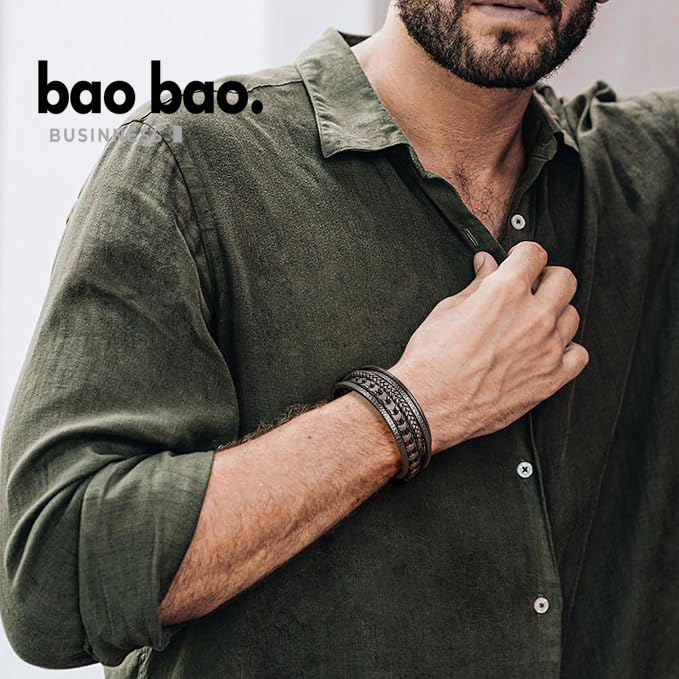 PULSERA HOMBRE CUERO PU MODA HOMBRE - 3