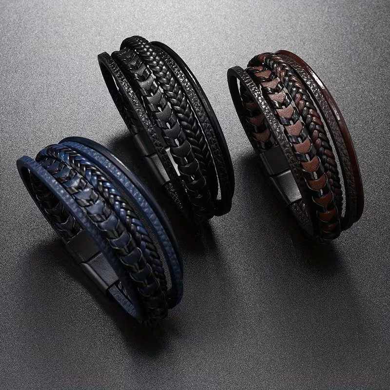PULSERA HOMBRE CUERO PU MODA HOMBRE - 5