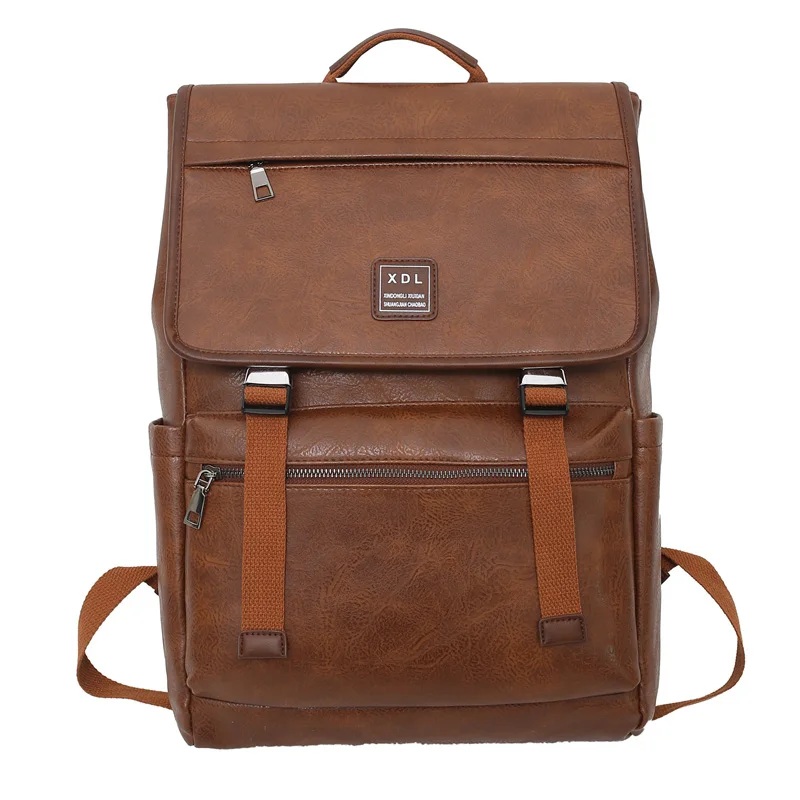 MOCHILA CUERO PU HOMBRE MUJER UNISEX MOCHILA NEGRA MARRON PARA TRABAJO UNIVERSIDAD COLEGIO - 1