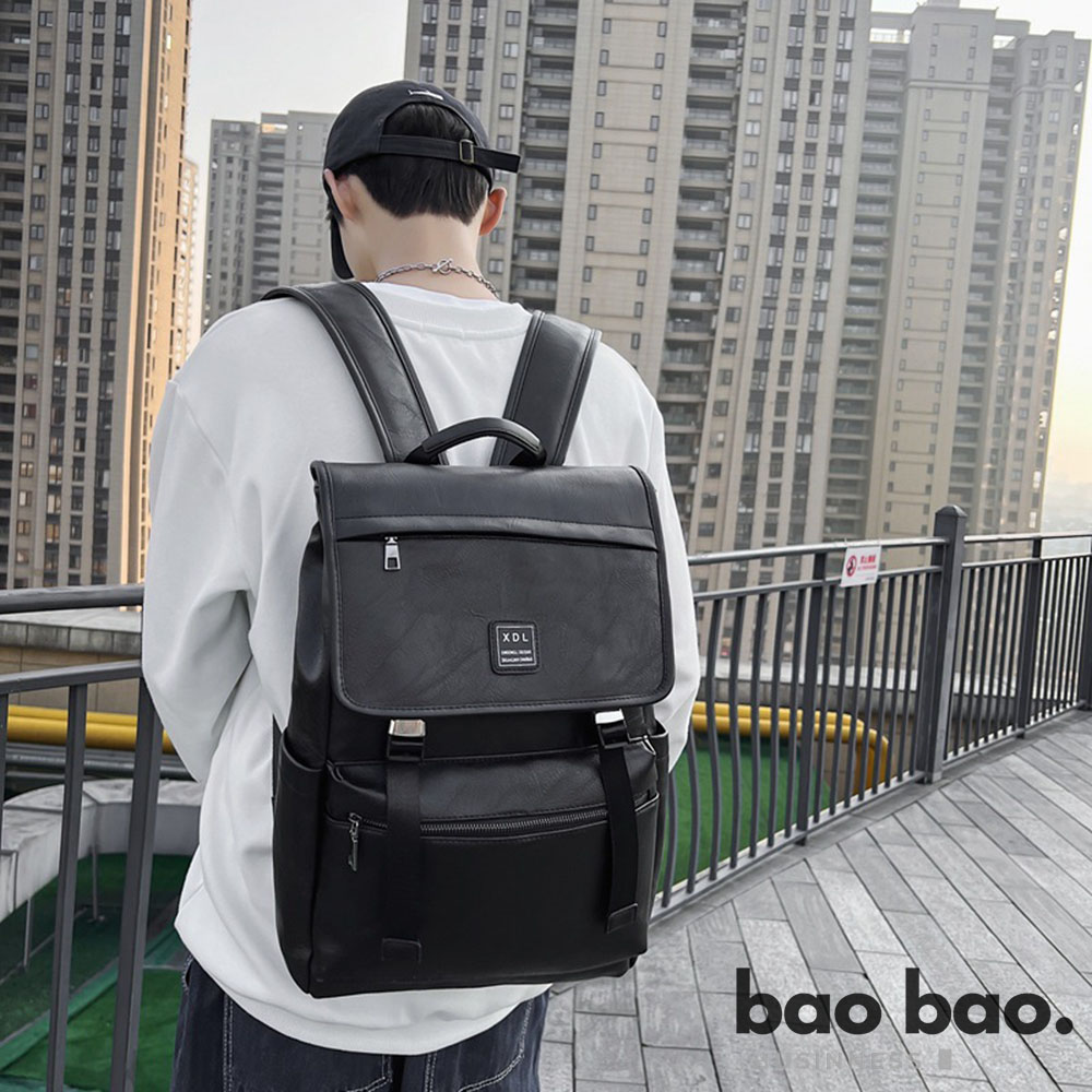 MOCHILA CUERO PU HOMBRE MUJER UNISEX MOCHILA NEGRA MARRON PARA TRABAJO UNIVERSIDAD COLEGIO - 1