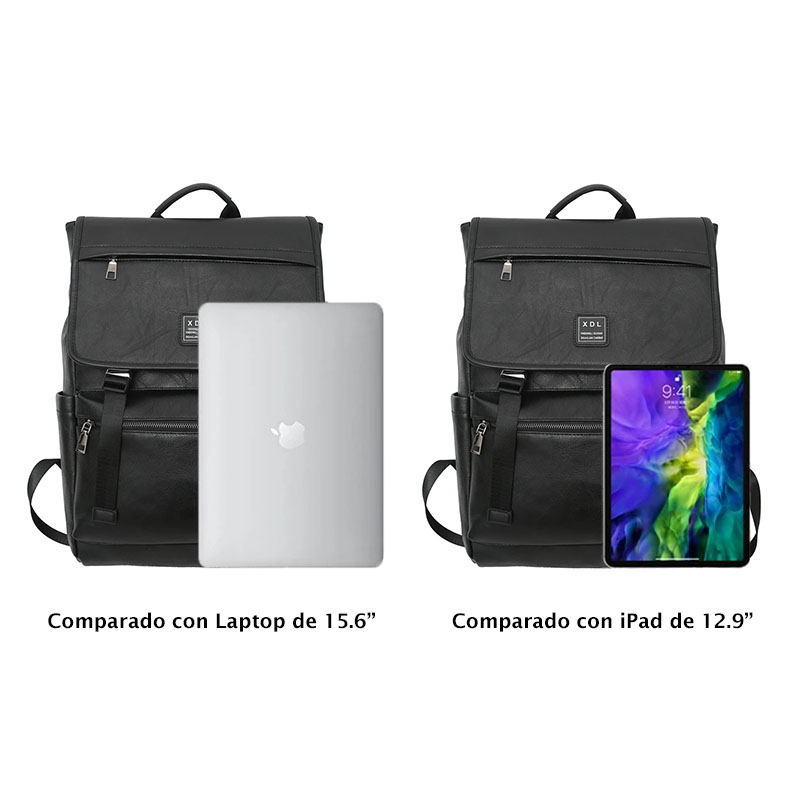 MOCHILA CUERO PU HOMBRE MUJER UNISEX MOCHILA NEGRA MARRON PARA TRABAJO UNIVERSIDAD COLEGIO - 6