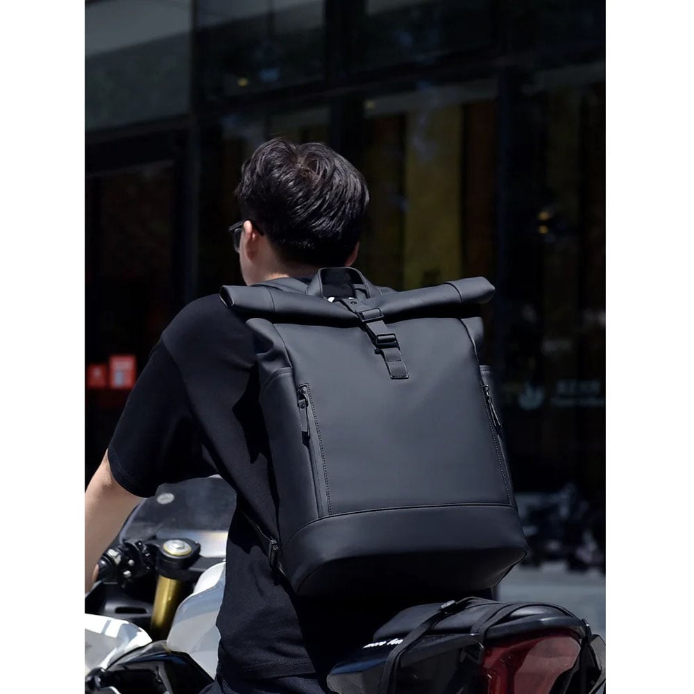 MOCHILA IMPERMEABLE ENROLLABLE MOCHILA EJECUTIVA HOMBRE UNISEX PARA LAPTOP TRABAJO UNIVERSIDAD EN CUERO PU - 3
