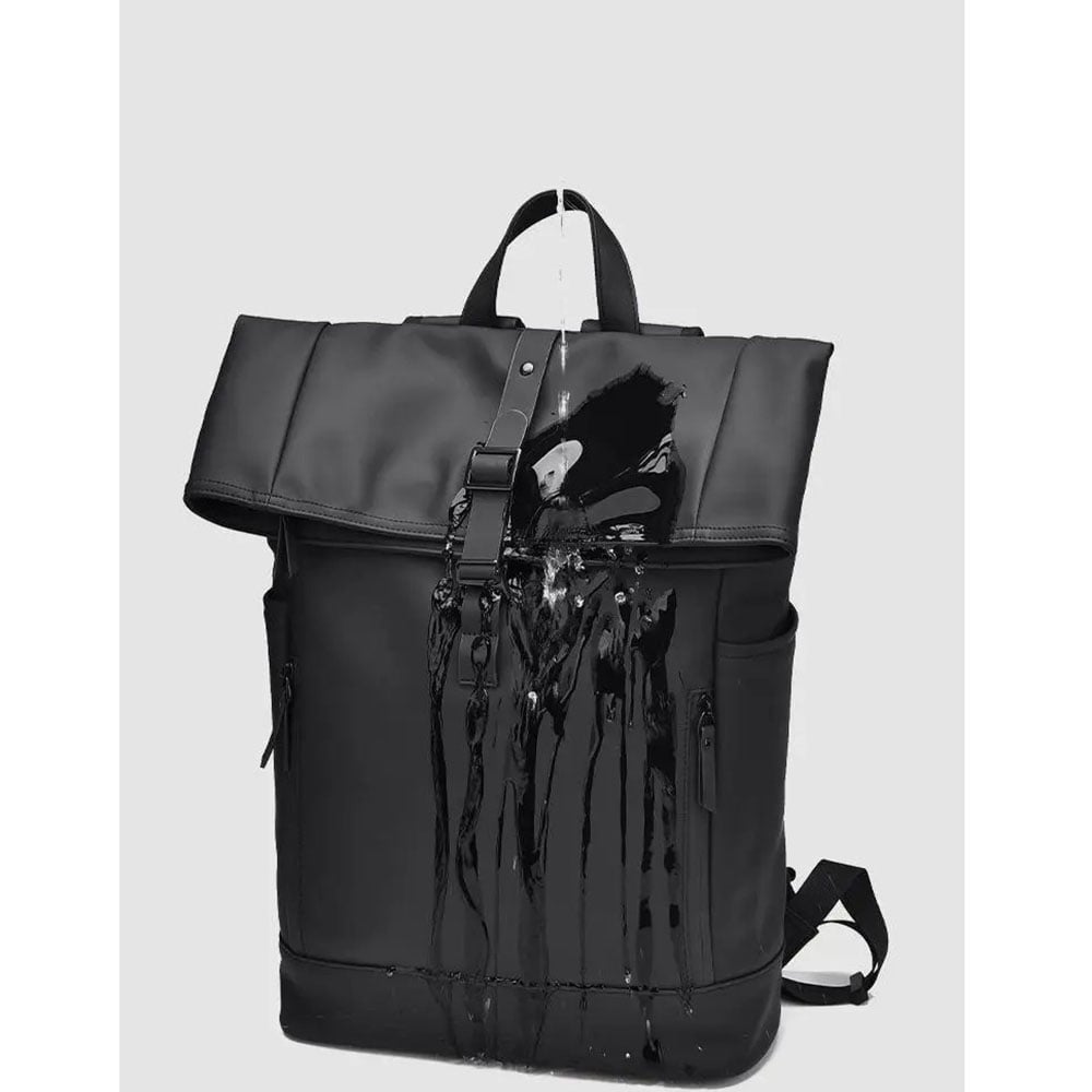 MOCHILA IMPERMEABLE ENROLLABLE MOCHILA EJECUTIVA HOMBRE UNISEX PARA LAPTOP TRABAJO UNIVERSIDAD EN CUERO PU - 5