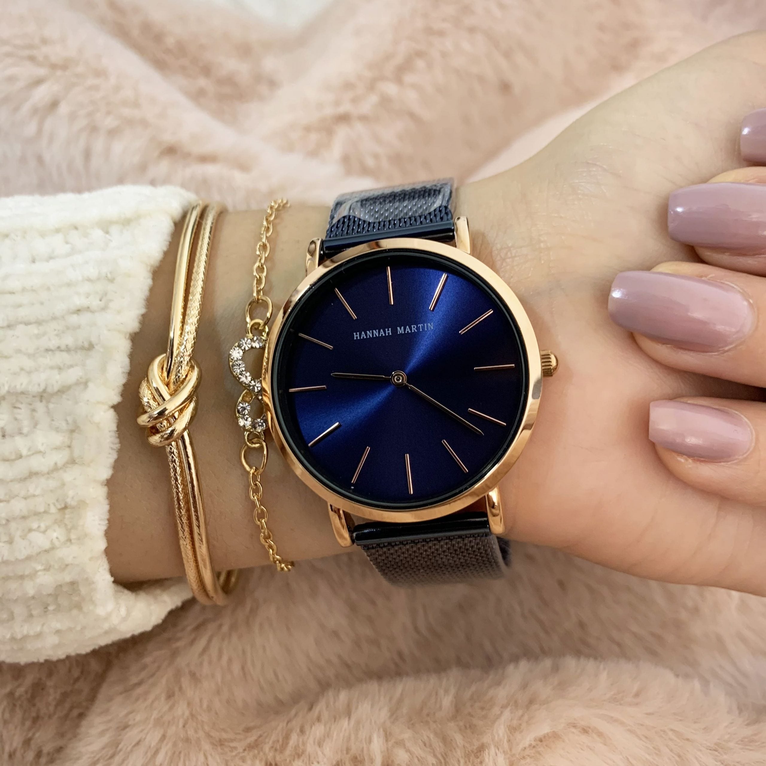 RELOJES DAMA ANÁLOGO DE METAL ACERO INOXIDABLE AZUL HANNAH MARTIN MODA AZUL - 3