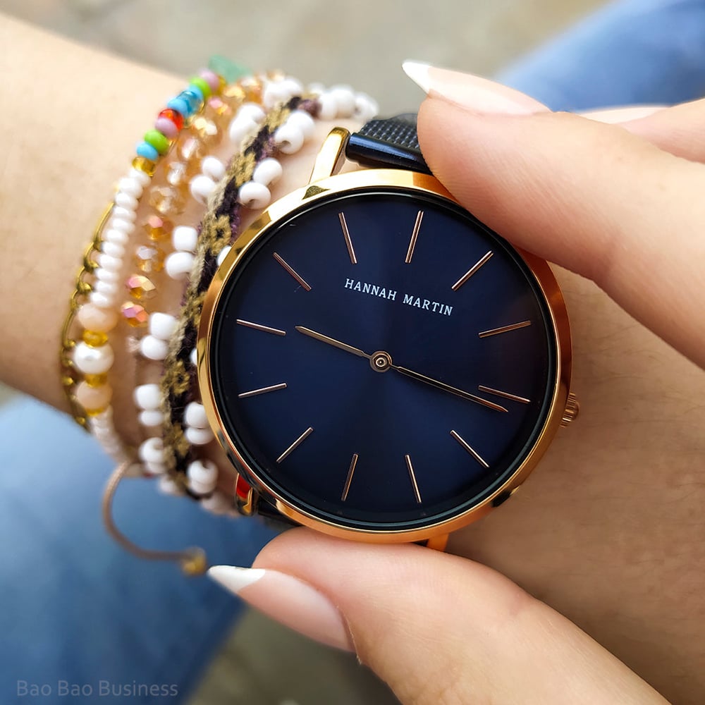 RELOJES DAMA ANÁLOGO DE METAL ACERO INOXIDABLE AZUL HANNAH MARTIN MODA AZUL - 5
