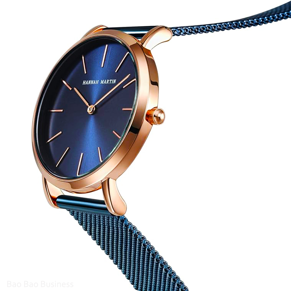 RELOJES DAMA ANÁLOGO DE METAL ACERO INOXIDABLE AZUL HANNAH MARTIN MODA AZUL - 7