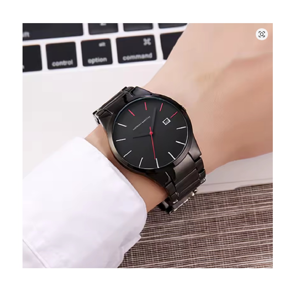 RELOJ ANÁLOGO HANNAH MARTIN HOMBRE DE METAL ACERO MODA NEGRO - 2