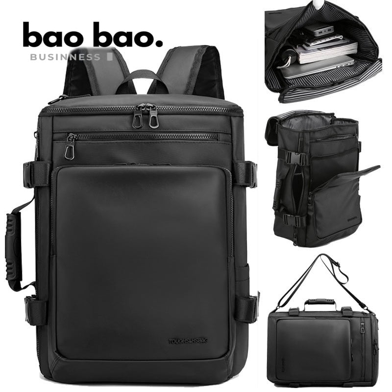 MOCHILA GRANDE DE VIAJE MOCHILA DE NEGOCIOS PARA HOMBRE DE NYLON CUERO PU IMPERMEABLE 3 EN 1 - 1