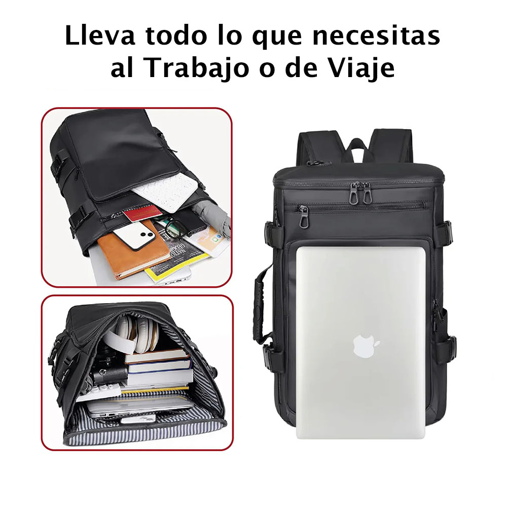 MOCHILA GRANDE DE VIAJE MOCHILA DE NEGOCIOS PARA HOMBRE DE NYLON CUERO PU IMPERMEABLE 3 EN 1 - 5