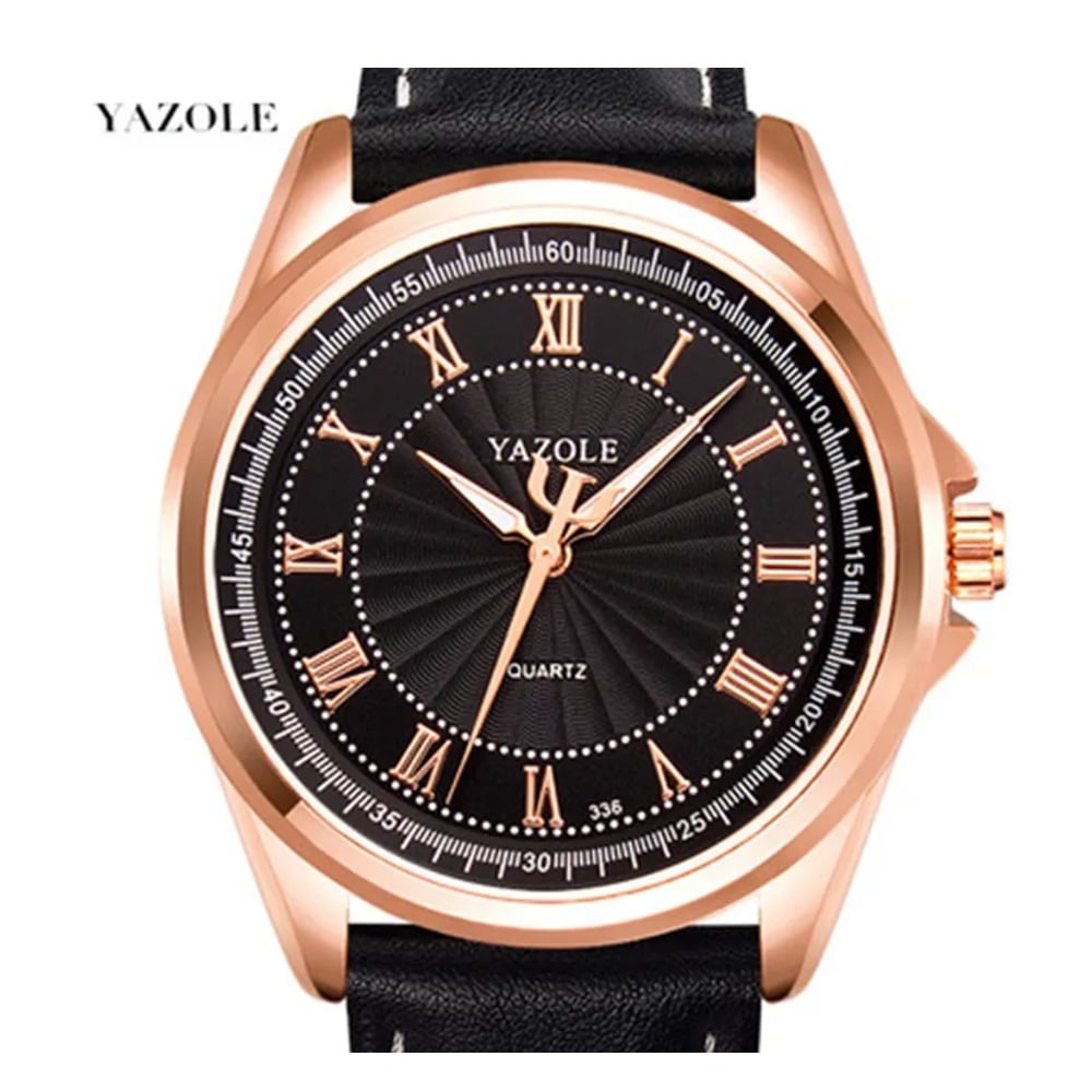 RELOJ HOMBRE CORREA DE CUERO PU YAZOLE 336 RELOJ ANÁLOGO MARRÓN BLANCO - 1