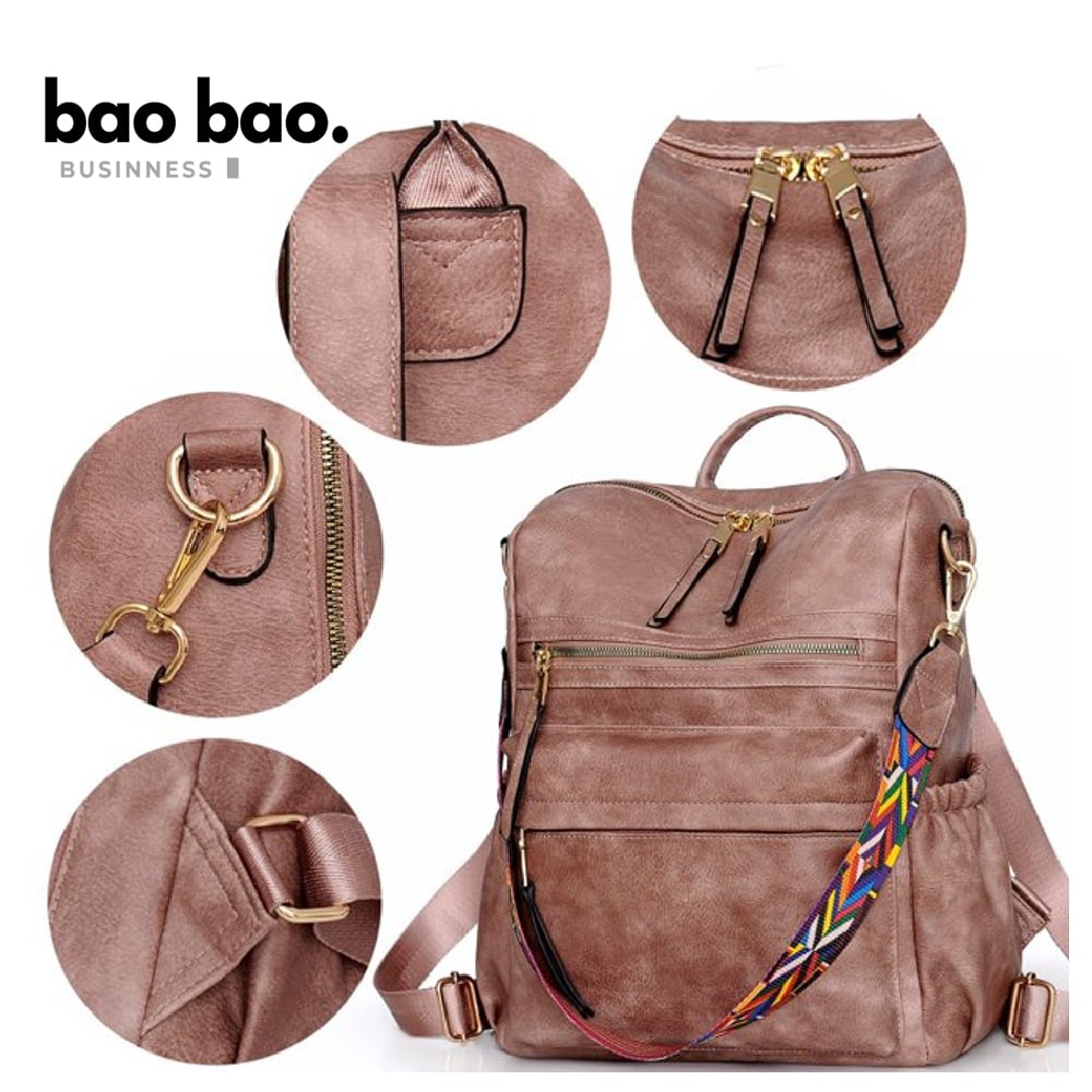 MOCHILA CARTERA BOLSO PARA MUJER DE CUERO PU MODA JUVENIL - 2