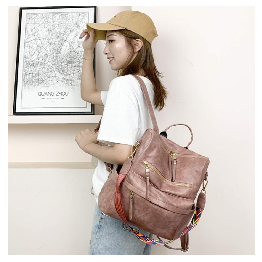 MOCHILA CARTERA BOLSO PARA MUJER DE CUERO PU MODA JUVENIL - 5