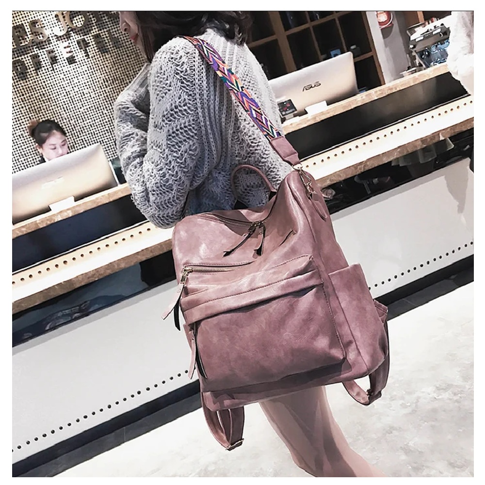 MOCHILA CARTERA BOLSO PARA MUJER DE CUERO PU MODA JUVENIL - 7