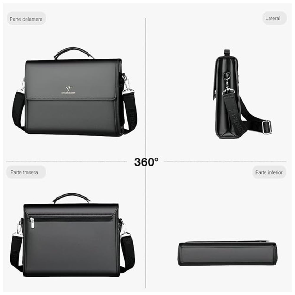 MALETIN EJECUTIVO HOMBRE PORTAFOLIO CROSSBODY DE CUERO PU PARA TRABAJO - 4