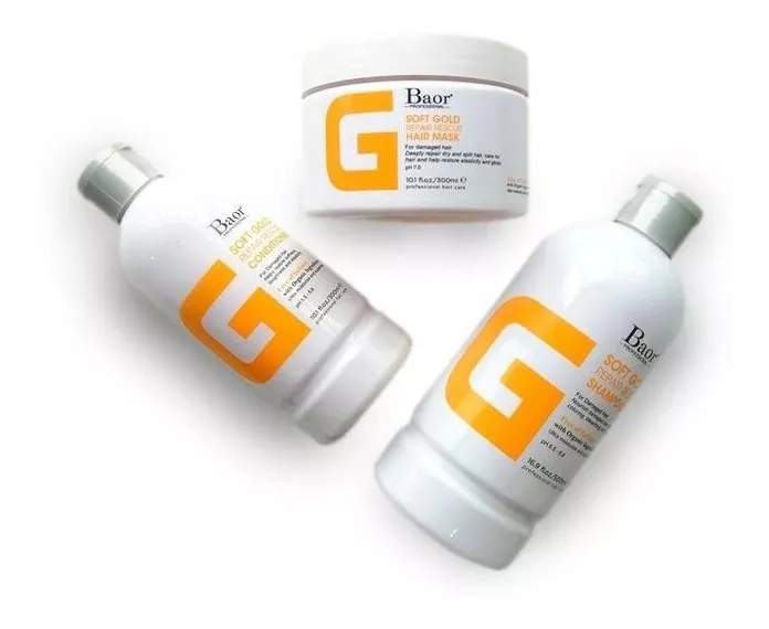 KIT SOFT GOLD BAOR CABELLOS DECOLORADO Y MALTRATADOS SIN SAL - 1