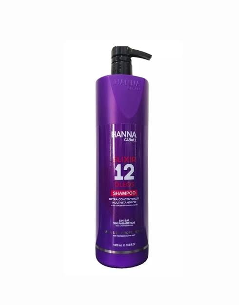 SHAMPOO HANNA ELIXIR 12 OLEOS SIN SAL Y PARABENOS CABALL 1L - 1