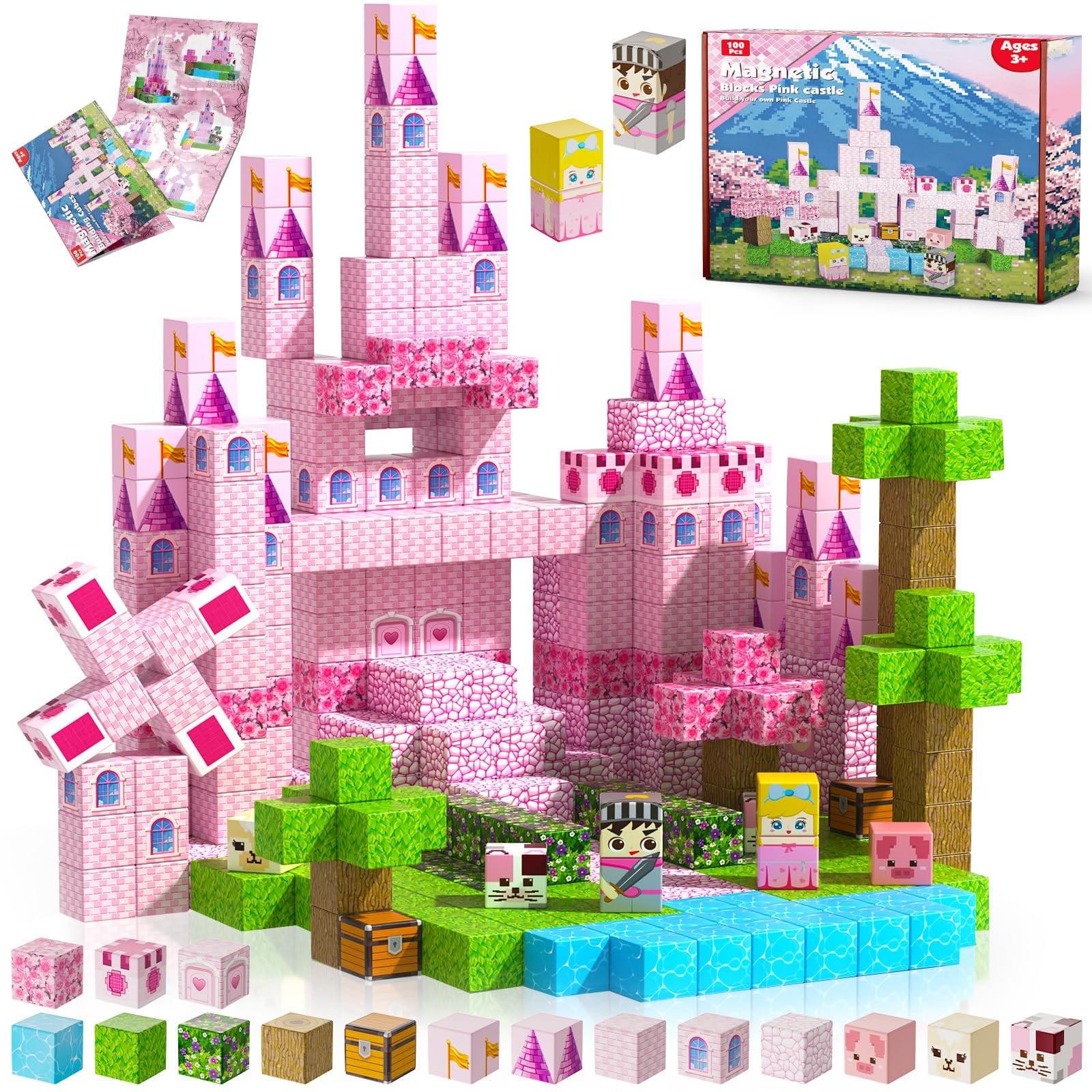 BLOQUES MAGNÉTICOS CASTILLO MINECRAFT CUBOS100 PIEZAS - 1