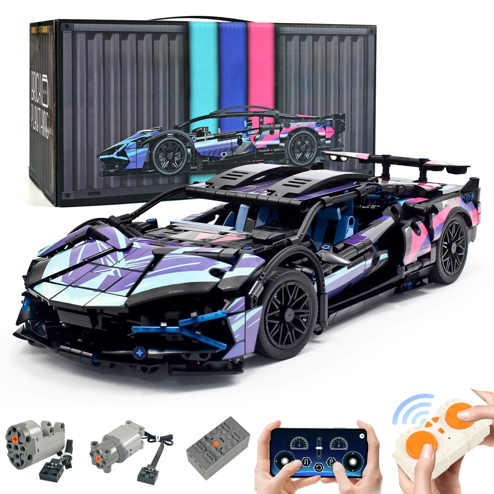 CARROS TIPO LEGOS LAMBORGHINI + DE 1000 PCS BATERIA RECARGABLE Y CONTROL REMOTO - 1