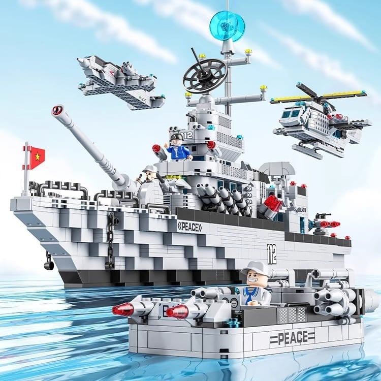 JUEGO DE CONSTRUCCIÓN BUQUE DESTRUCTOR DE MISILES + 1000 PCS CON LUCES LED - 1