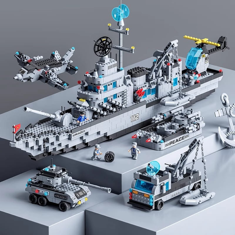JUEGO DE CONSTRUCCIÓN BUQUE DESTRUCTOR DE MISILES + 1000 PCS CON LUCES LED - 2