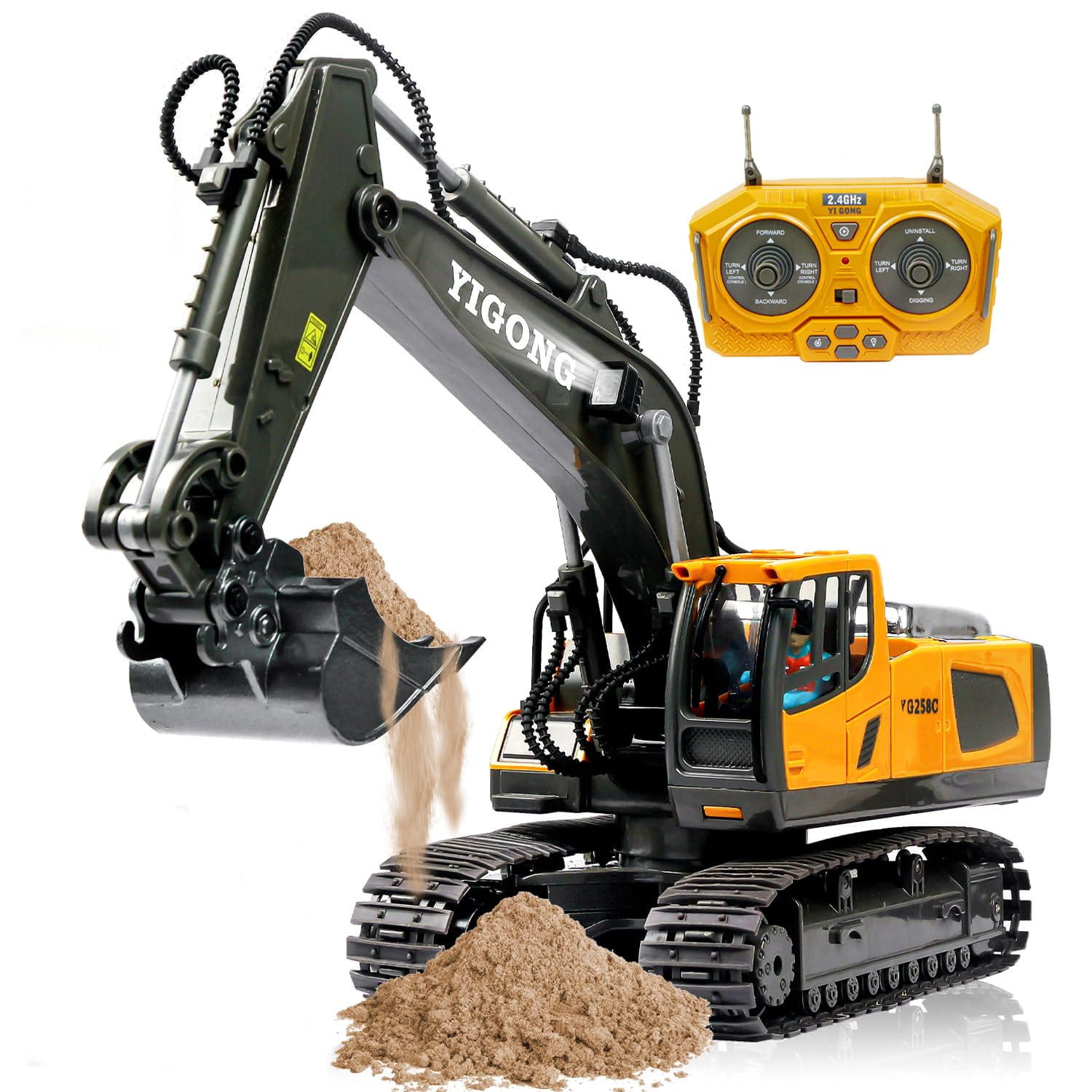EXCAVADORA DE JUGUETE A ESCALA CON CONTROL REMOTO - 1