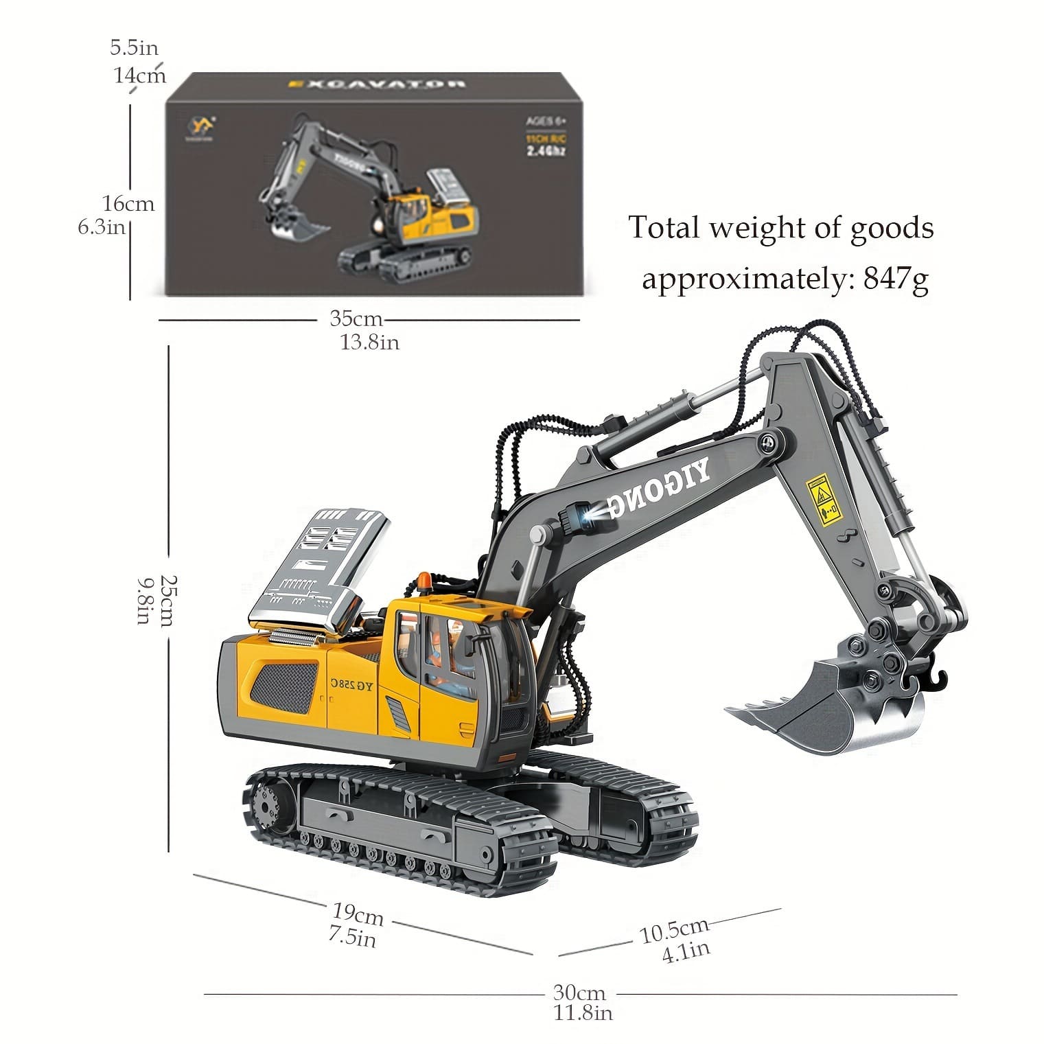 EXCAVADORA DE JUGUETE A ESCALA CON CONTROL REMOTO - 5