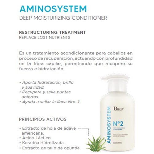 SHAMPOO 300ML + ACONDICIONADOR 300ML BAOR AMINOSYSTEM NUTRIT - 2