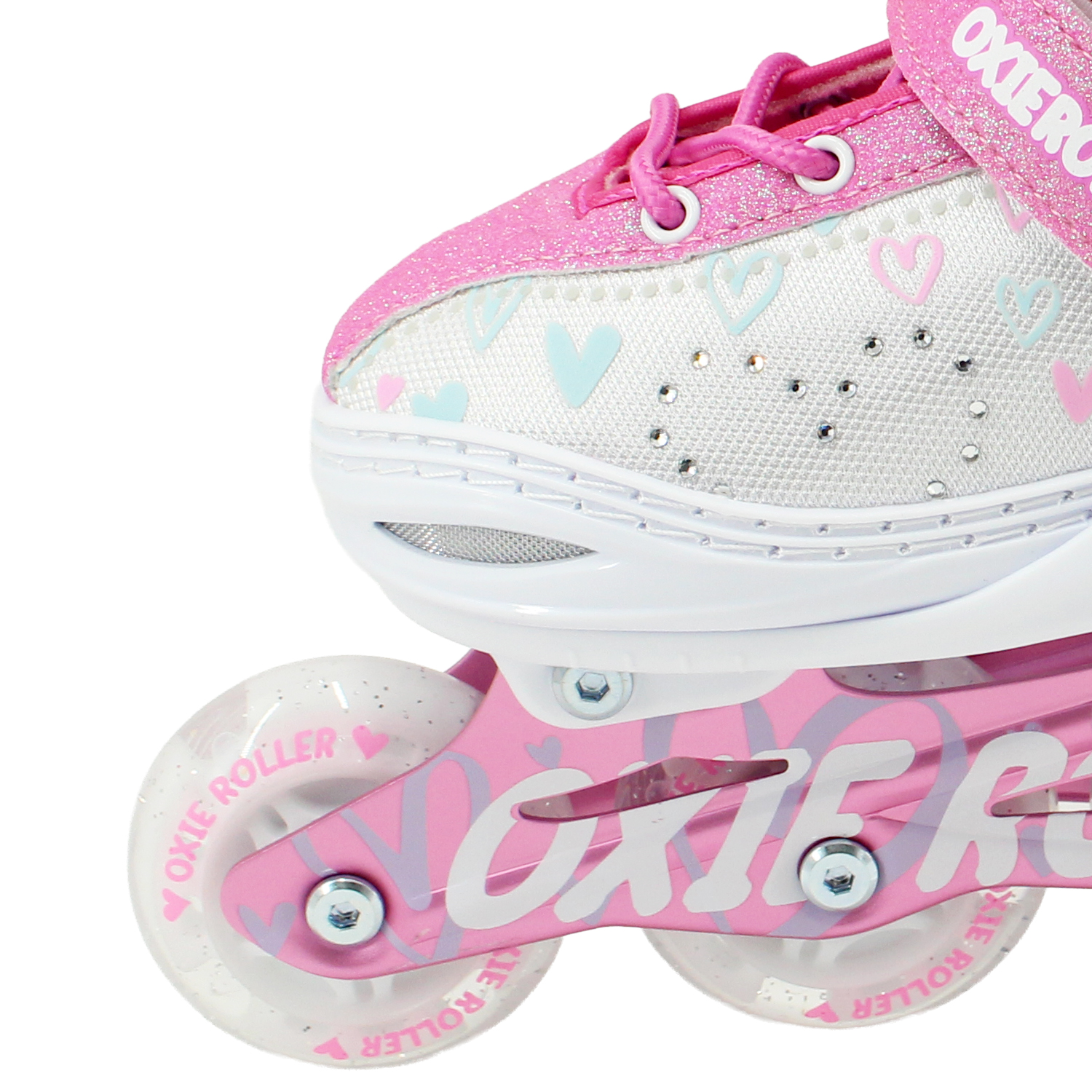 PATINES LINEAL OXIE ROLLER AJUSTABLE S 31-34 OXIE PRO ROSADO BLANCO - 4