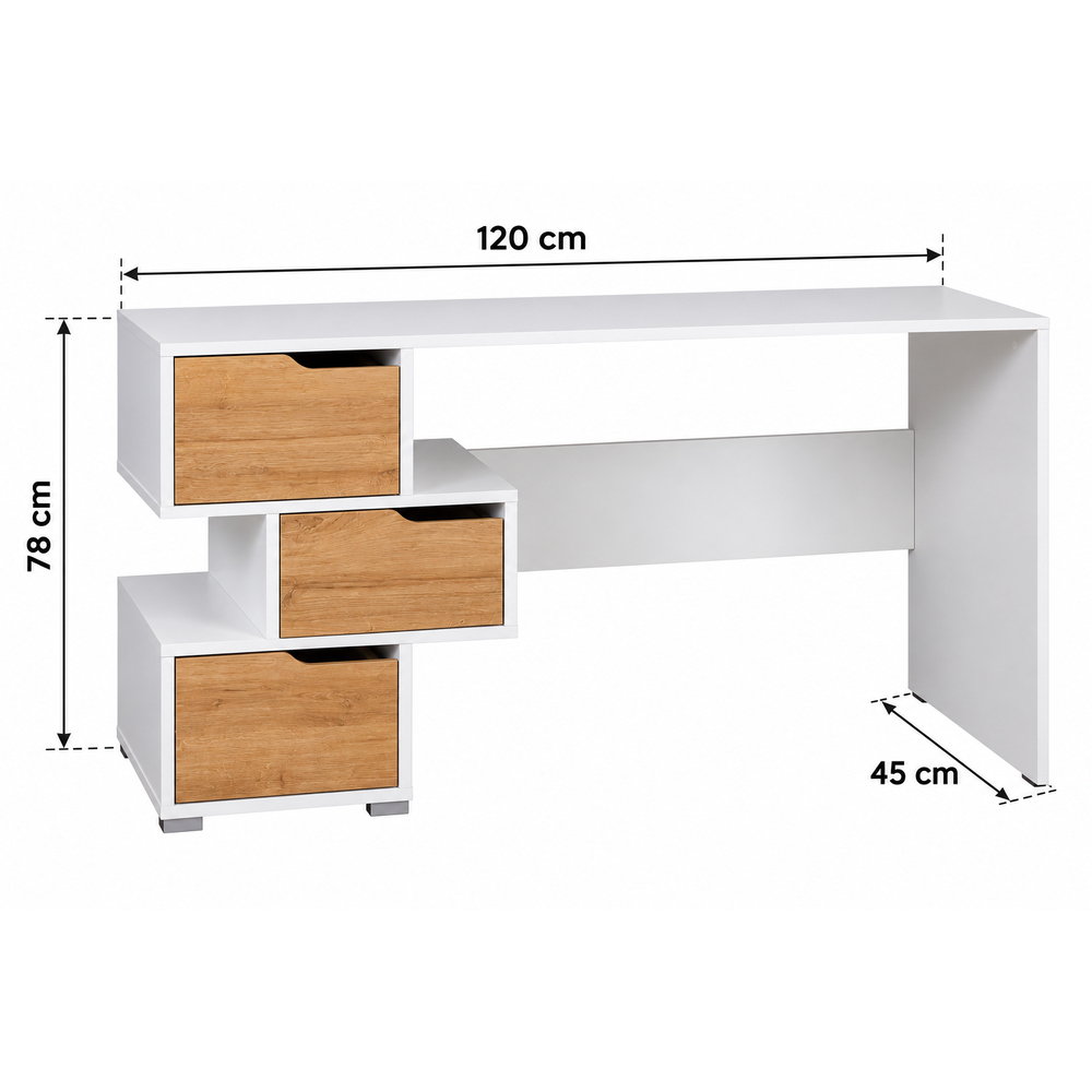 ESCRITORIO MODERNO VENTITAS PERU MADISON 45 CM X 120 CM DUNA Y BLANCO - 4