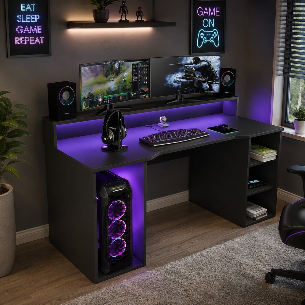 ESCRITORIO GAMER VENTITAS PERU ROYALE 55 CM X 145 CM NEGRO - 3