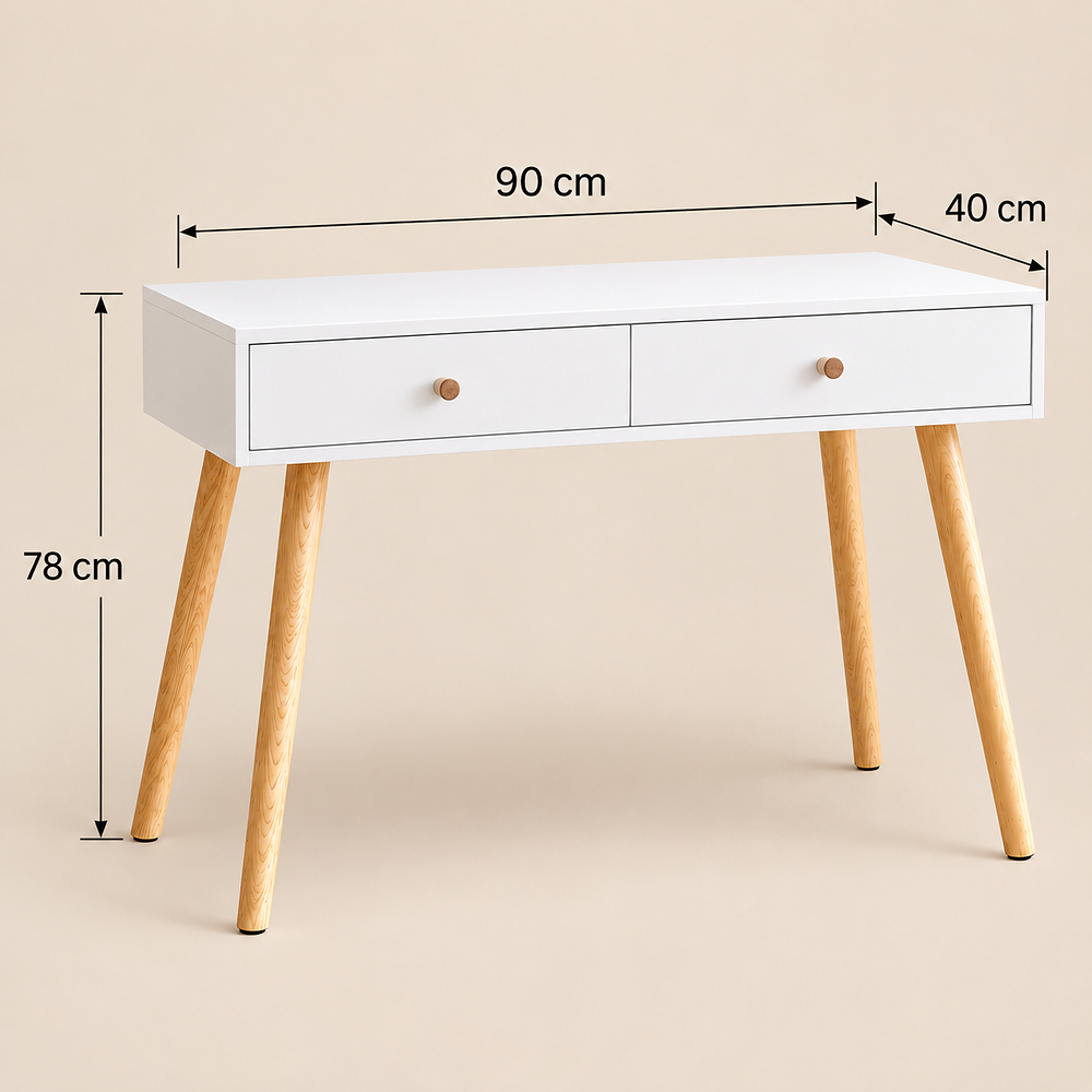 ESCRITORIO VENTITAS PERU VINTAGE 40 CM X 90 CM BLANCO 2 CAJONES - 4