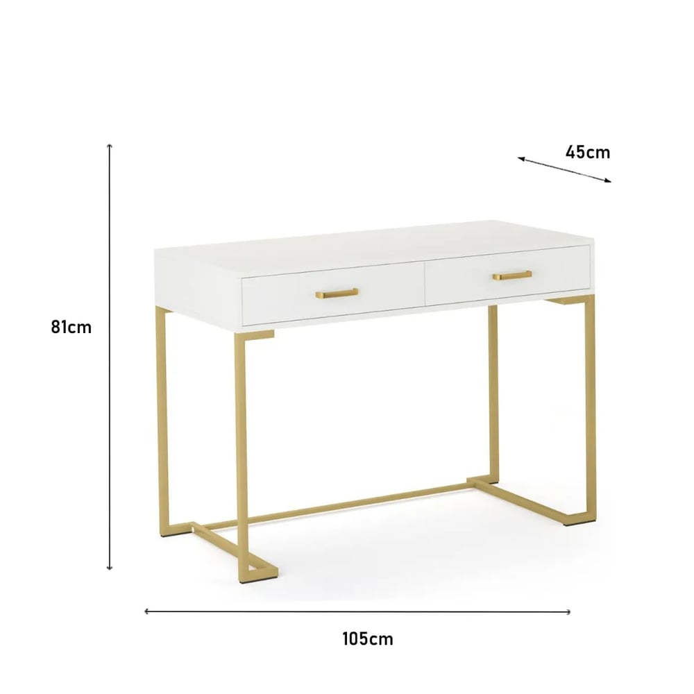 ESCRITORIO CONTEMPORÁNEO VENTITAS PERU KAMONEÉ 45 CM X 105 CM BLANCO GOLDEN - 3